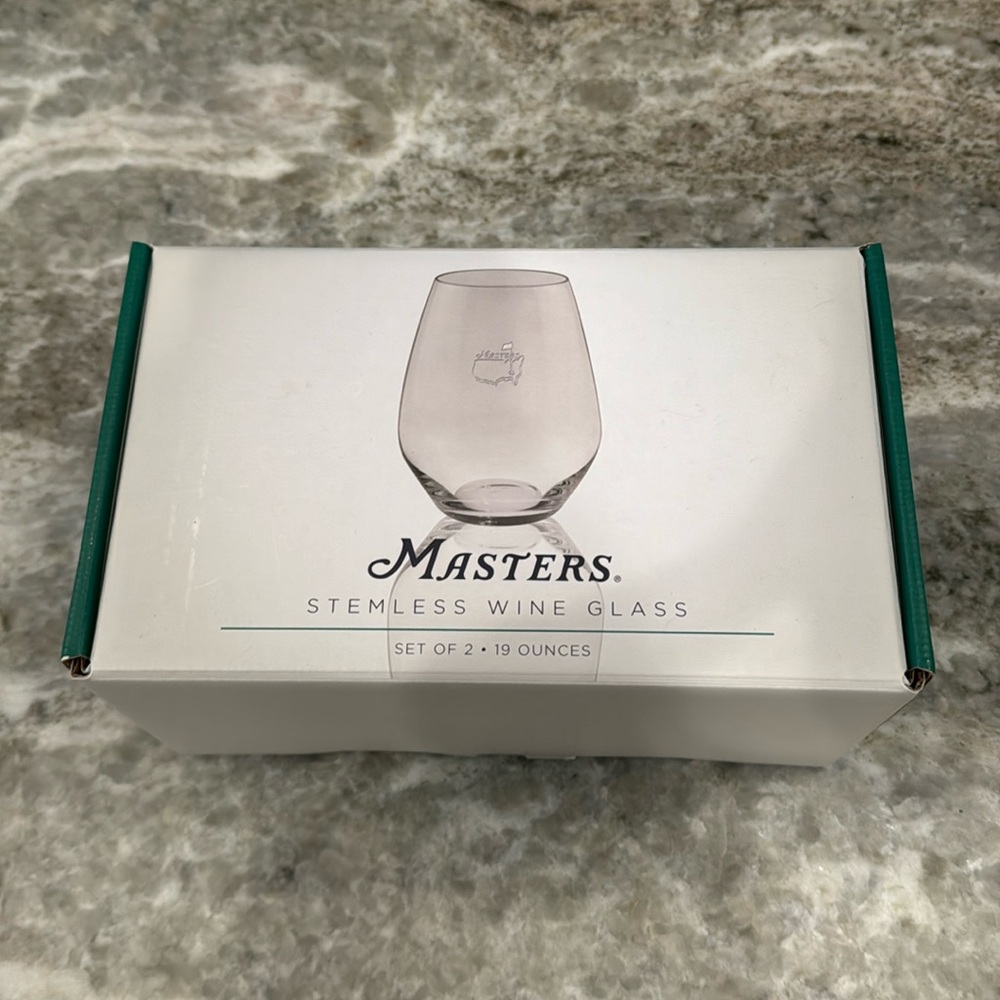 Authentic Masters Golf Tournament Stemless Wine Glasses (Set of 2) New i…